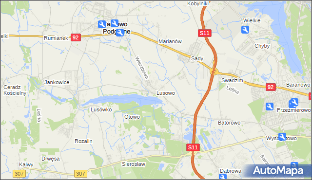 mapa Lusowo, Lusowo na mapie Targeo