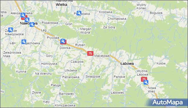 mapa Maciejowa, Maciejowa na mapie Targeo