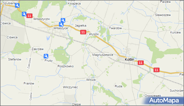 mapa Magnuszewice, Magnuszewice na mapie Targeo