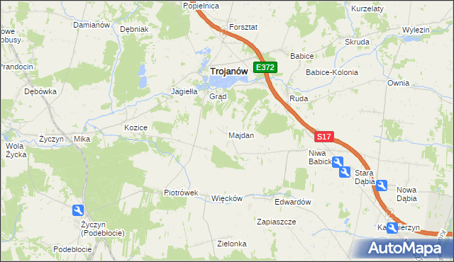 mapa Majdan gmina Trojanów, Majdan gmina Trojanów na mapie Targeo
