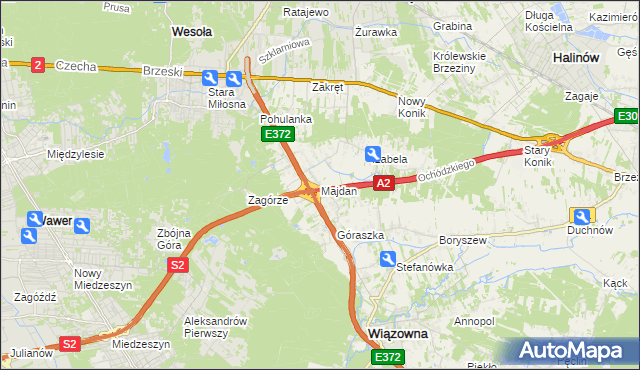 mapa Majdan gmina Wiązowna, Majdan gmina Wiązowna na mapie Targeo