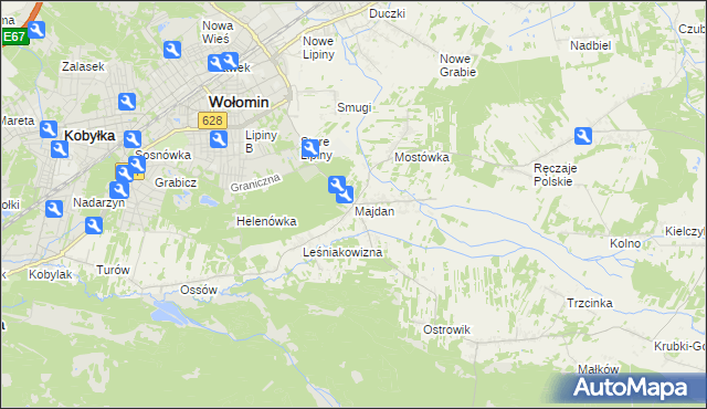 mapa Majdan gmina Wołomin, Majdan gmina Wołomin na mapie Targeo