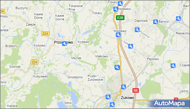 mapa Małkowo, Małkowo na mapie Targeo