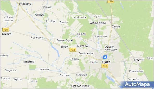 mapa Marszew gmina Ujazd, Marszew gmina Ujazd na mapie Targeo