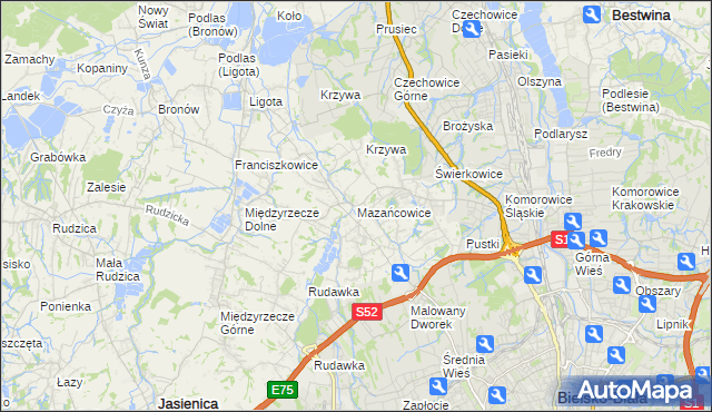 mapa Mazańcowice, Mazańcowice na mapie Targeo