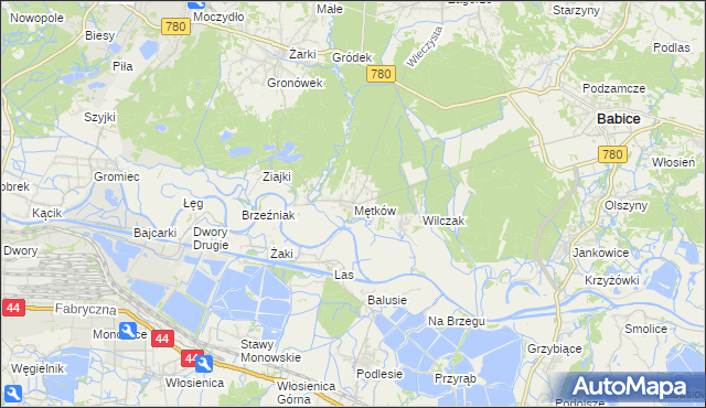 mapa Mętków, Mętków na mapie Targeo