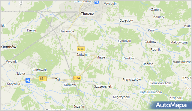 mapa Miąse, Miąse na mapie Targeo