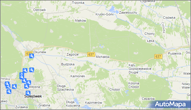 mapa Michałów gmina Halinów, Michałów gmina Halinów na mapie Targeo