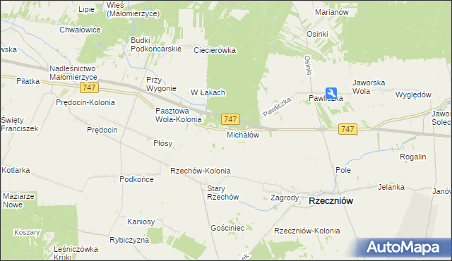 mapa Michałów gmina Rzeczniów, Michałów gmina Rzeczniów na mapie Targeo