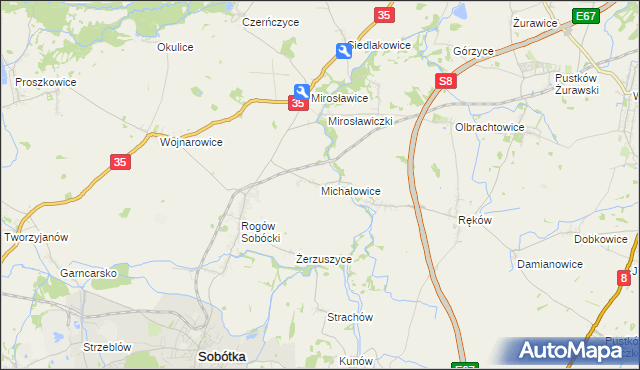 mapa Michałowice gmina Sobótka, Michałowice gmina Sobótka na mapie Targeo