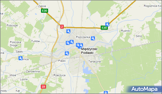 mapa Międzyrzec Podlaski, Międzyrzec Podlaski na mapie Targeo