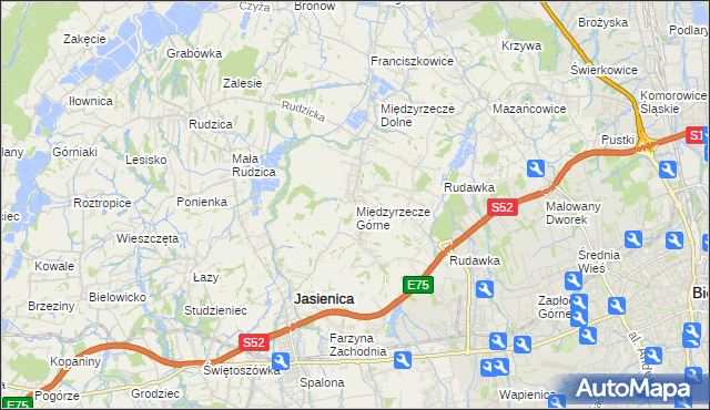 mapa Międzyrzecze Górne, Międzyrzecze Górne na mapie Targeo