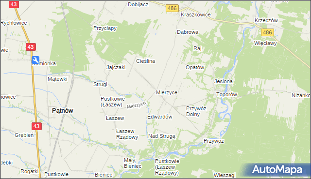 mapa Mierzyce, Mierzyce na mapie Targeo