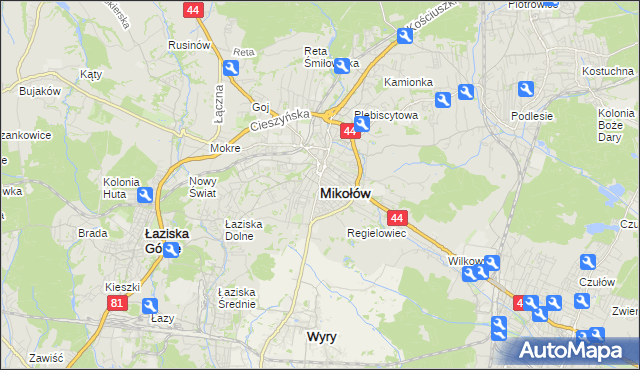 mapa Mikołów, Mikołów na mapie Targeo