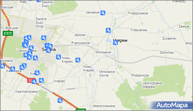 mapa Minkowice-Kolonia, Minkowice-Kolonia na mapie Targeo