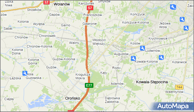 mapa Młodocin Mniejszy, Młodocin Mniejszy na mapie Targeo