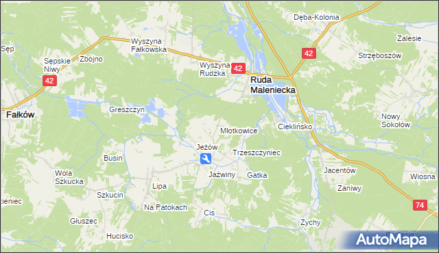 mapa Młotkowice, Młotkowice na mapie Targeo