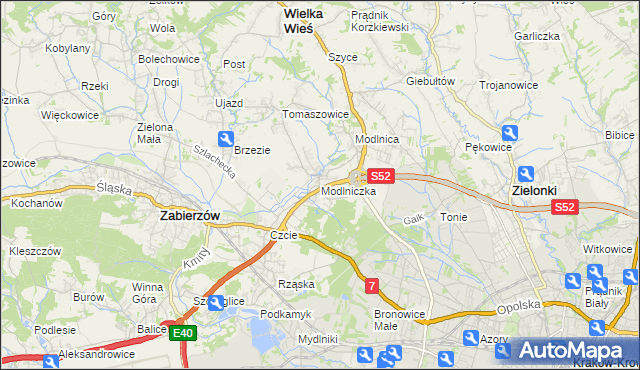 mapa Modlniczka, Modlniczka na mapie Targeo