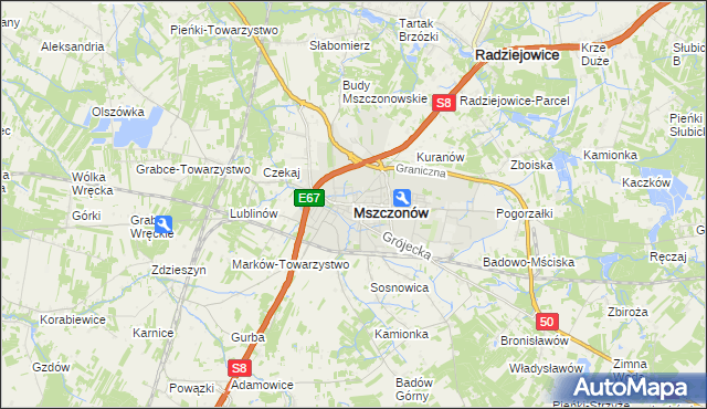 mapa Mszczonów, Mszczonów na mapie Targeo