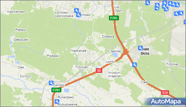 mapa Murowaniec gmina Białe Błota, Murowaniec gmina Białe Błota na mapie Targeo