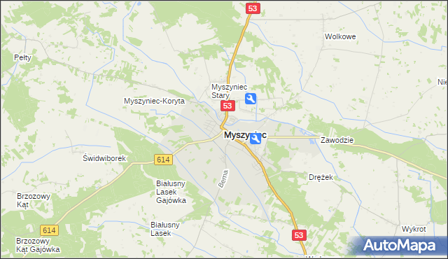 mapa Myszyniec, Myszyniec na mapie Targeo
