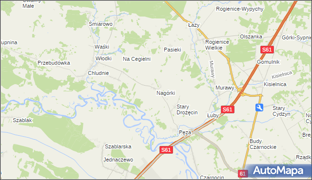 mapa Nagórki gmina Piątnica, Nagórki gmina Piątnica na mapie Targeo