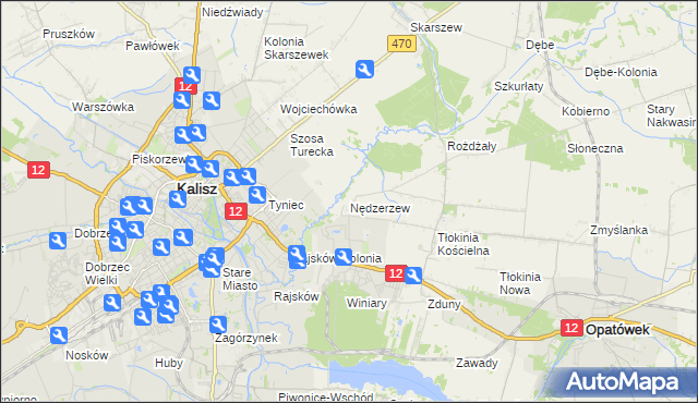 mapa Nędzerzew gmina Opatówek, Nędzerzew gmina Opatówek na mapie Targeo