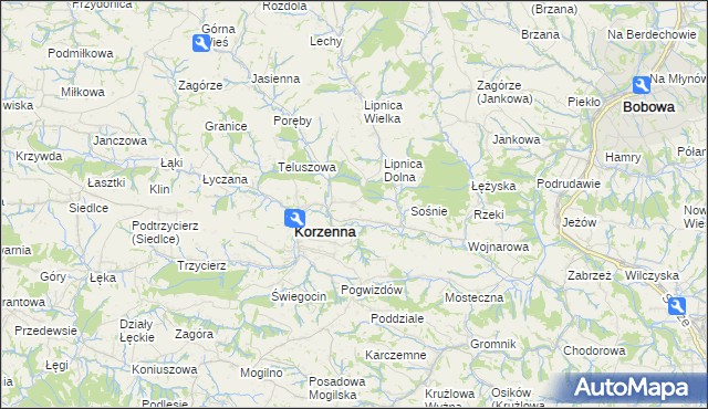 mapa Niecew, Niecew na mapie Targeo