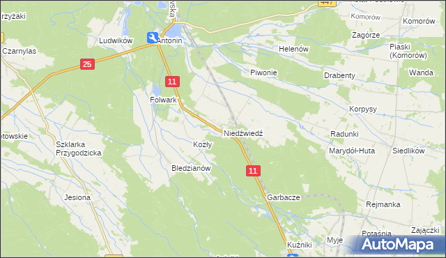 mapa Niedźwiedź gmina Ostrzeszów, Niedźwiedź gmina Ostrzeszów na mapie Targeo