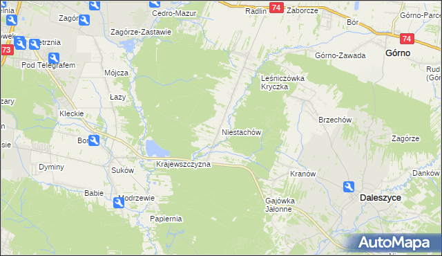 mapa Niestachów gmina Daleszyce, Niestachów gmina Daleszyce na mapie Targeo