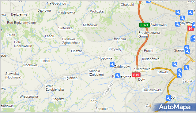 mapa Nosówka, Nosówka na mapie Targeo