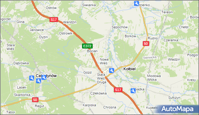 mapa Nowa Wieś gmina Kołbiel, Nowa Wieś gmina Kołbiel na mapie Targeo