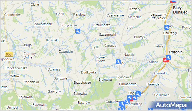 mapa Nowe Bystre, Nowe Bystre na mapie Targeo