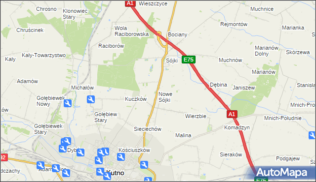 mapa Nowe Sójki, Nowe Sójki na mapie Targeo