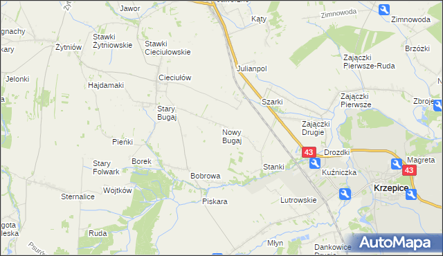 mapa Nowy Bugaj, Nowy Bugaj na mapie Targeo