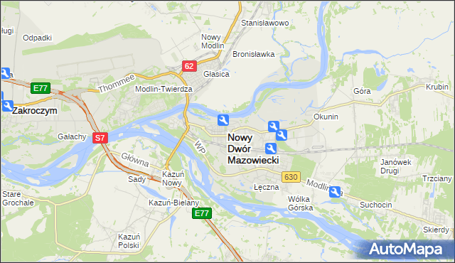 mapa Nowy Dwór Mazowiecki, Nowy Dwór Mazowiecki na mapie Targeo