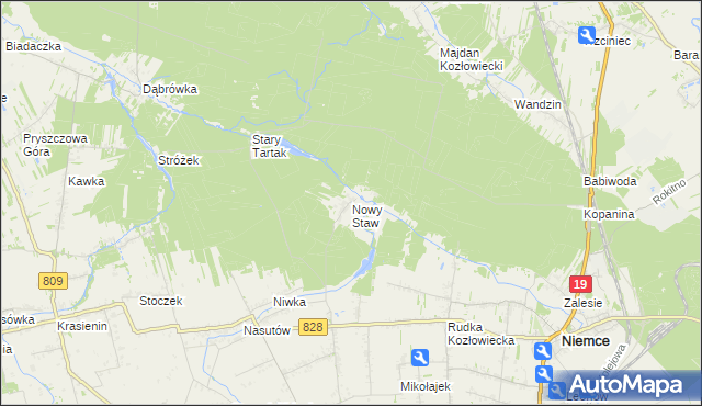 mapa Nowy Staw gmina Niemce, Nowy Staw gmina Niemce na mapie Targeo
