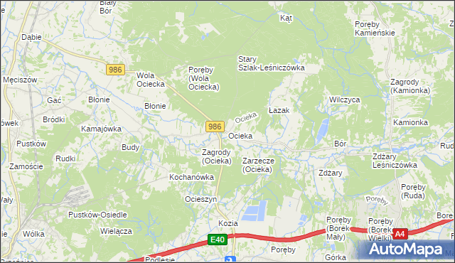 mapa Ocieka, Ocieka na mapie Targeo