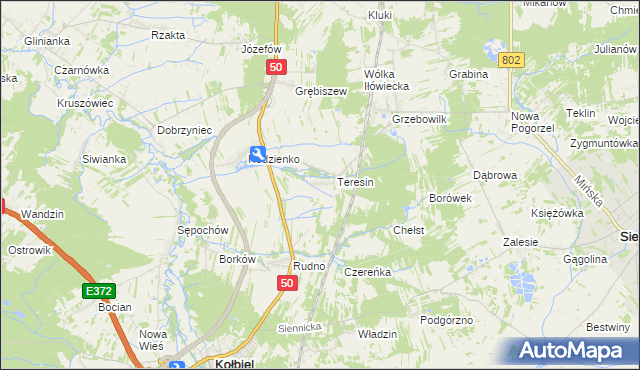 mapa Oleksin gmina Kołbiel, Oleksin gmina Kołbiel na mapie Targeo