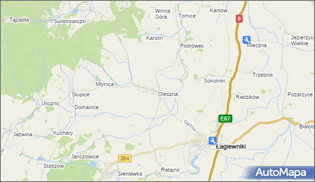 mapa Oleszna, Oleszna na mapie Targeo