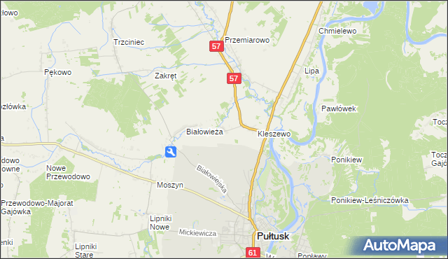 mapa Olszak gmina Pułtusk, Olszak gmina Pułtusk na mapie Targeo