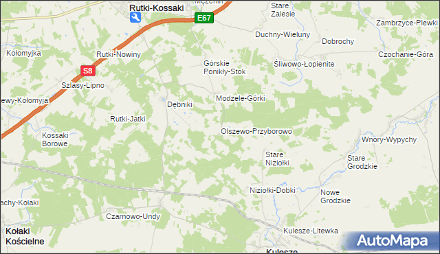 mapa Olszewo-Przyborowo, Olszewo-Przyborowo na mapie Targeo