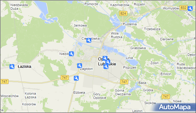 mapa Opole Lubelskie, Opole Lubelskie na mapie Targeo