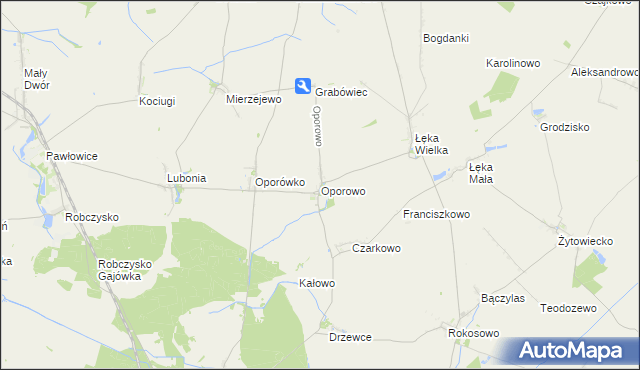 mapa Oporowo gmina Krzemieniewo, Oporowo gmina Krzemieniewo na mapie Targeo