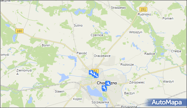 mapa Oraczewice, Oraczewice na mapie Targeo