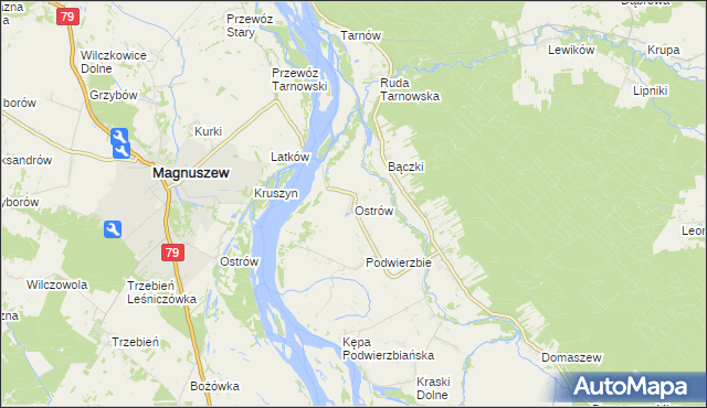 mapa Ostrów gmina Maciejowice, Ostrów gmina Maciejowice na mapie Targeo