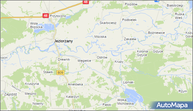 mapa Ostrów gmina Michów, Ostrów gmina Michów na mapie Targeo