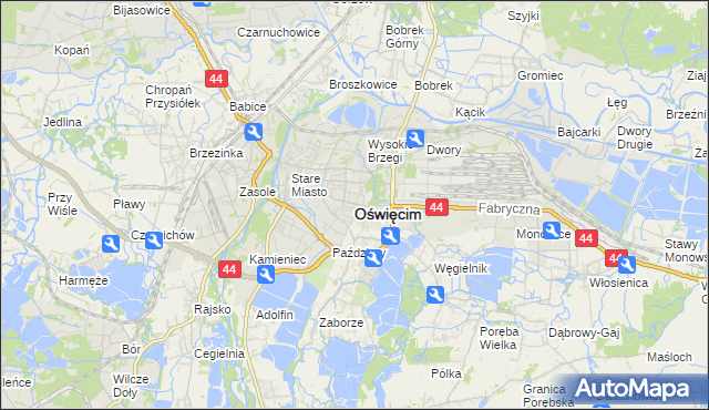 mapa Oświęcimia, Oświęcim na mapie Targeo