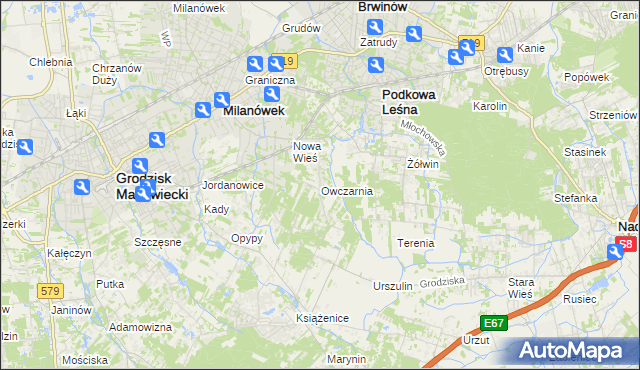 mapa Owczarnia gmina Brwinów, Owczarnia gmina Brwinów na mapie Targeo