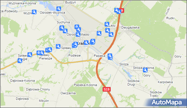 mapa Pasieka gmina Kraśnik, Pasieka gmina Kraśnik na mapie Targeo